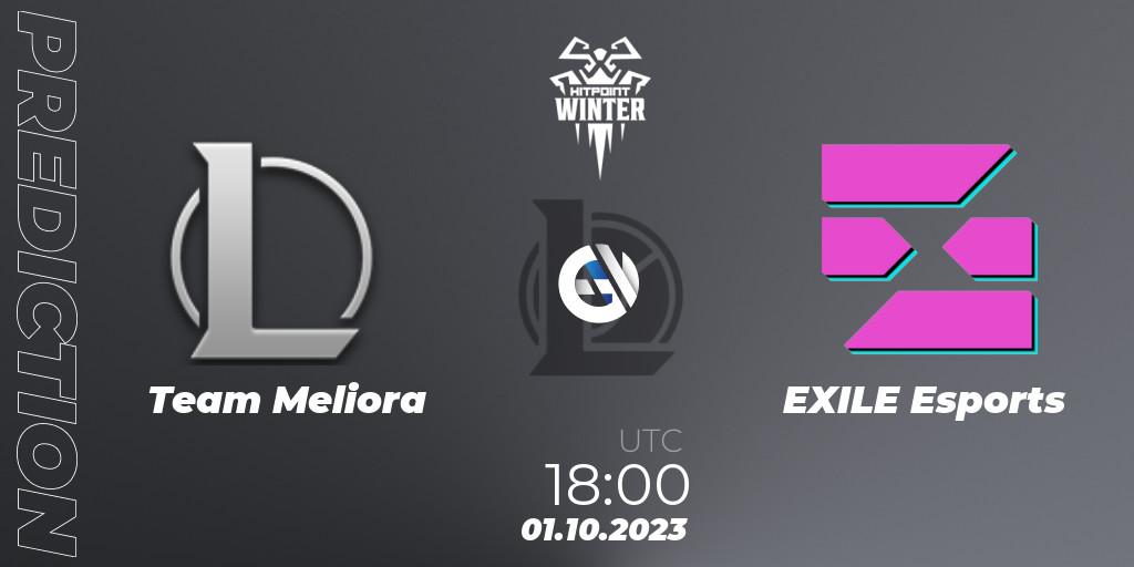 Team Meliora vs EXILE Esports: Match Prediction. 01.10.2023 at 18:00, LoL, Hitpoint Masters Winter 2023 - Group Stage