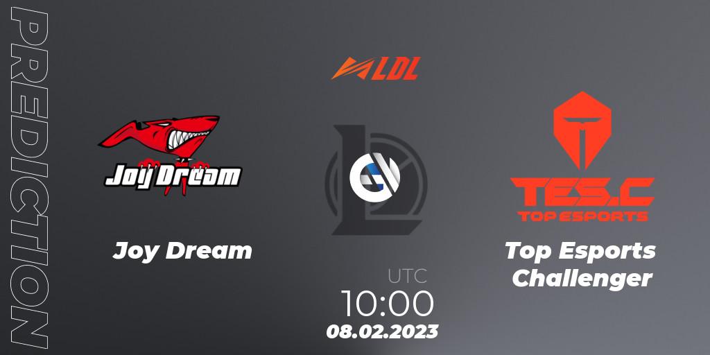 Joy Dream vs Top Esports Challenger: Match Prediction. 08.02.2023 at 09:33, LoL, LDL 2023 - Swiss Stage