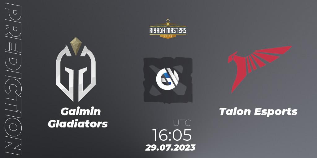 Gaimin Gladiators vs Talon Esports: Match Prediction. 29.07.2023 at 18:31, Dota 2, Riyadh Masters 2023