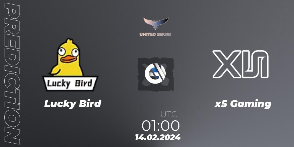 Lucky Bird vs x5 Gaming: Match Prediction. 14.02.2024 at 01:00, Dota 2, United Series 1