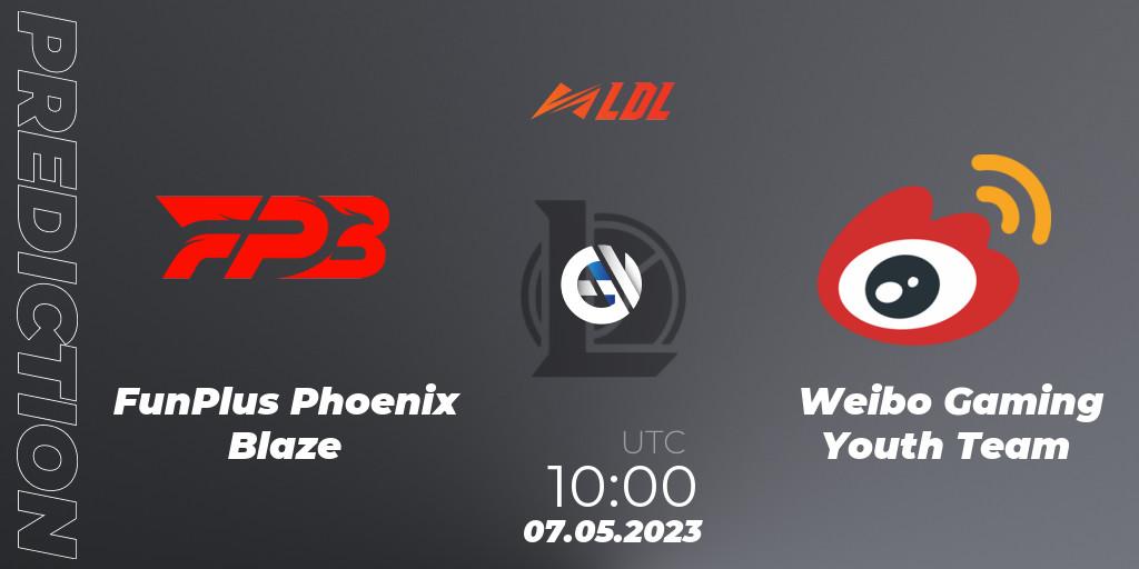 FunPlus Phoenix Blaze vs Weibo Gaming Youth Team: Match Prediction. 07.05.2023 at 12:00, LoL, LDL 2023 - Regular Season - Stage 2