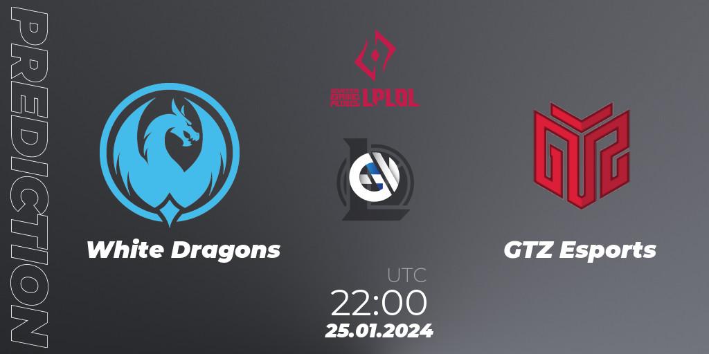 White Dragons vs GTZ Esports: Match Prediction. 25.01.24, LoL, LPLOL Split 1 2024