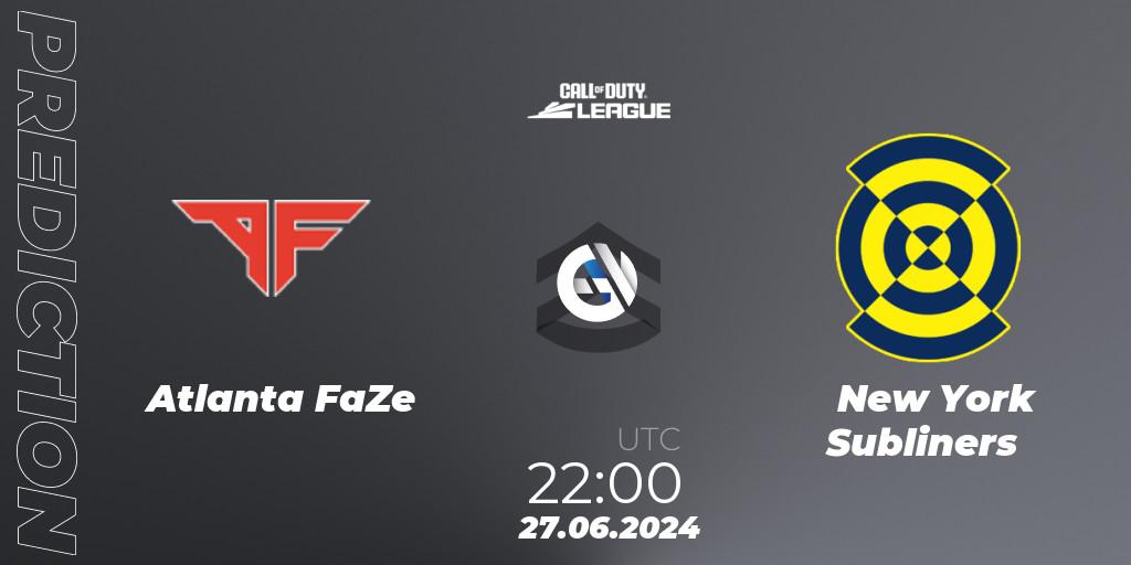 Atlanta FaZe vs New York Subliners: Match Prediction. 27.06.2024 at 22:00, Call of Duty, Call of Duty League 2024: Stage 4 Major
