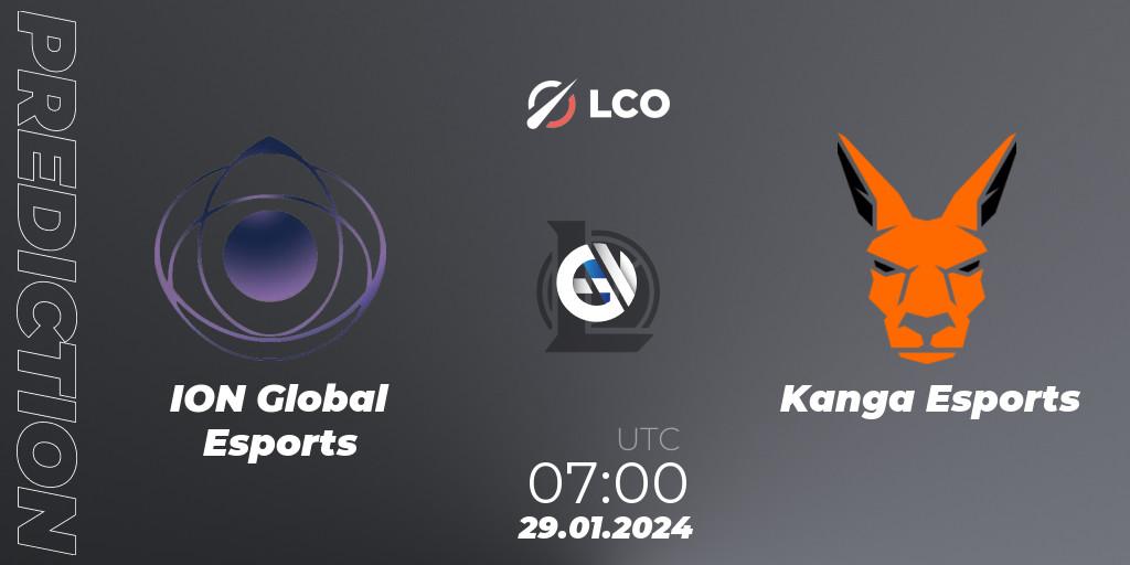 ION Global Esports vs Kanga Esports: Match Prediction. 29.01.2024 at 07:00, LoL, LCO Split 1 2024 - Group Stage