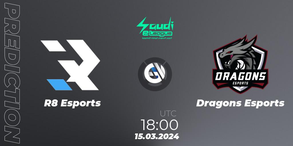 R8 Esports vs Dragons Esports: Match Prediction. 15.03.2024 at 18:30, Overwatch, Saudi eLeague 2024 - Major 1 / Phase 2