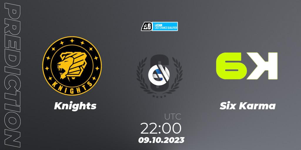 Knights vs Six Karma: Match Prediction. 09.10.2023 at 22:00, Rainbow Six, LATAM League 2023 - Stage 2 - Last Chance Qualifier