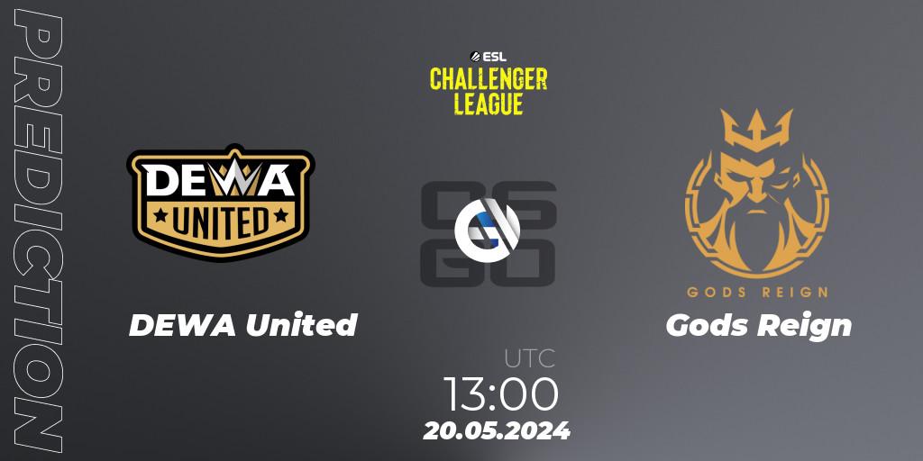 DEWA United vs Gods Reign: Match Prediction. 20.05.2024 at 13:00, Counter-Strike (CS2), ESL Challenger League Season 47: Asia