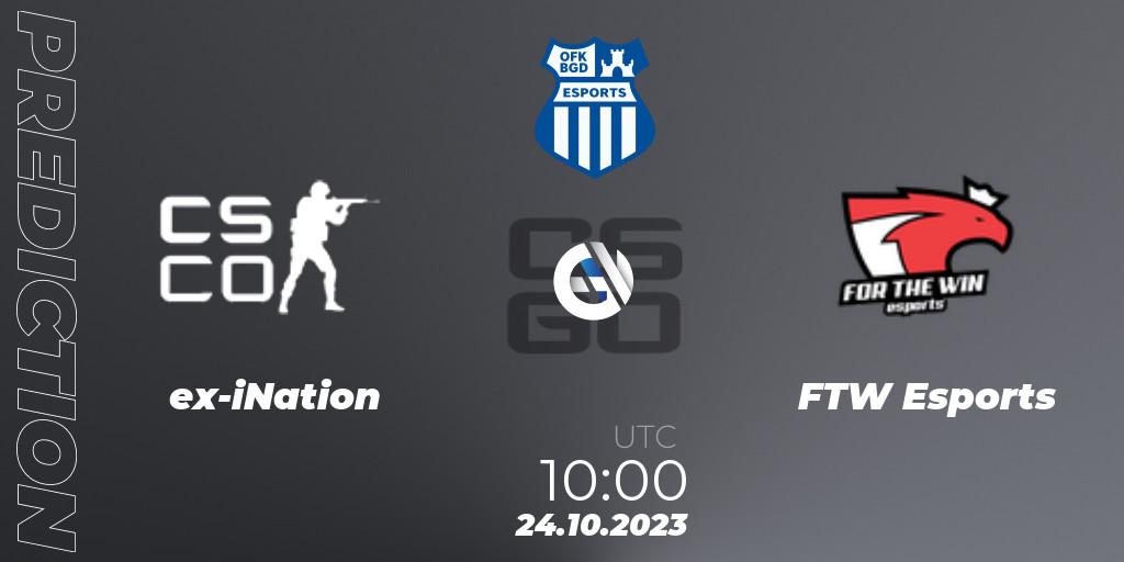 ex-iNation vs FTW Esports: Match Prediction. 26.10.2023 at 10:00, Counter-Strike (CS2), OFK BGD Esports Series #1
