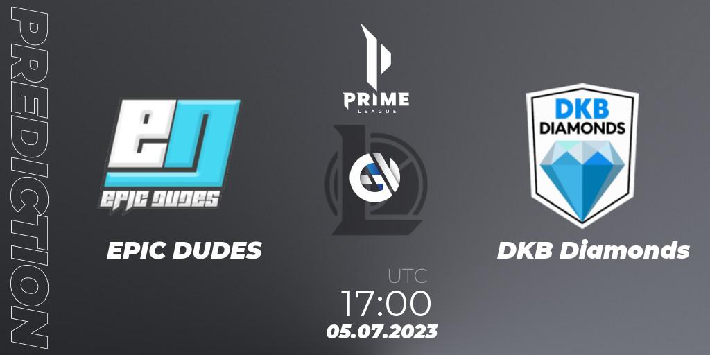 EPIC DUDES vs DKB Diamonds: Match Prediction. 05.07.2023 at 17:00, LoL, Prime League 2nd Division Summer 2023