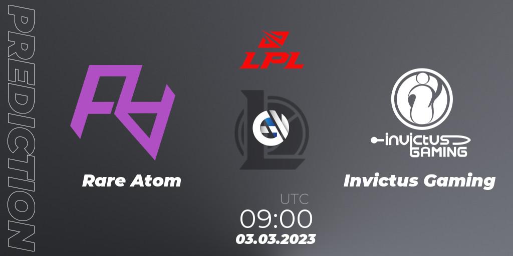 Rare Atom vs Invictus Gaming: Match Prediction. 03.03.2023 at 09:00, LoL, LPL Spring 2023 - Group Stage