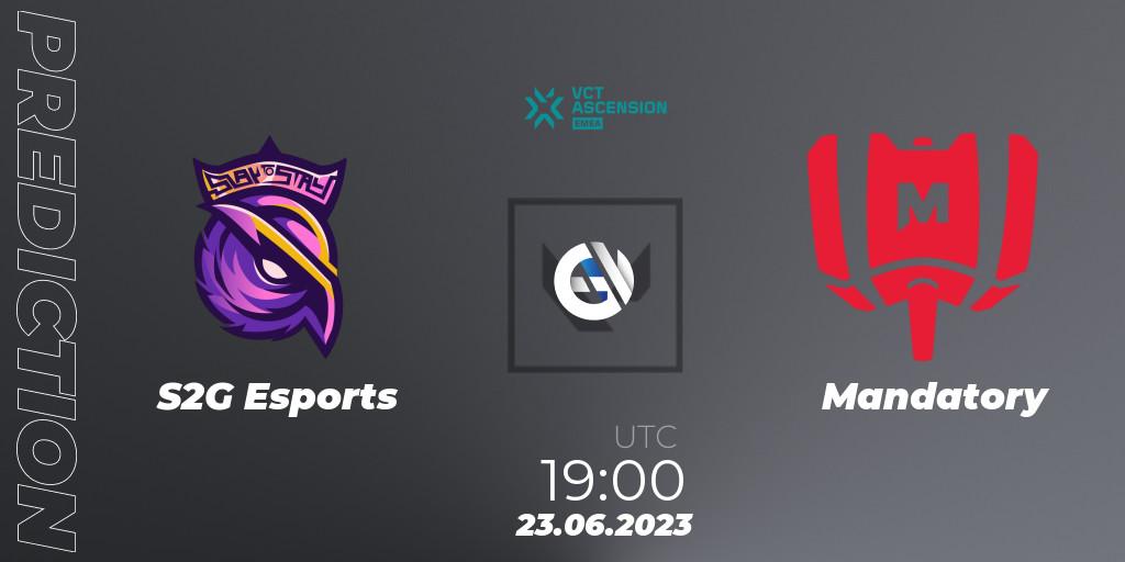 S2G Esports vs Mandatory: Match Prediction. 23.06.2023 at 19:00, VALORANT, VALORANT Challengers Ascension 2023: EMEA - Play-In