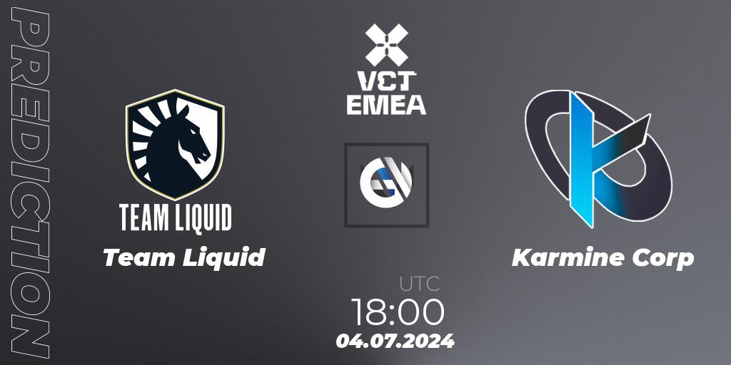 Team Liquid vs Karmine Corp: Match Prediction. 04.07.2024 at 19:00, VALORANT, VALORANT Champions Tour 2024: EMEA League - Stage 2 - Group Stage