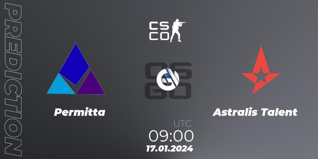 Permitta vs Astralis Talent: Match Prediction. 17.01.2024 at 12:30, Counter-Strike (CS2), European Pro League Season 14: Division 2