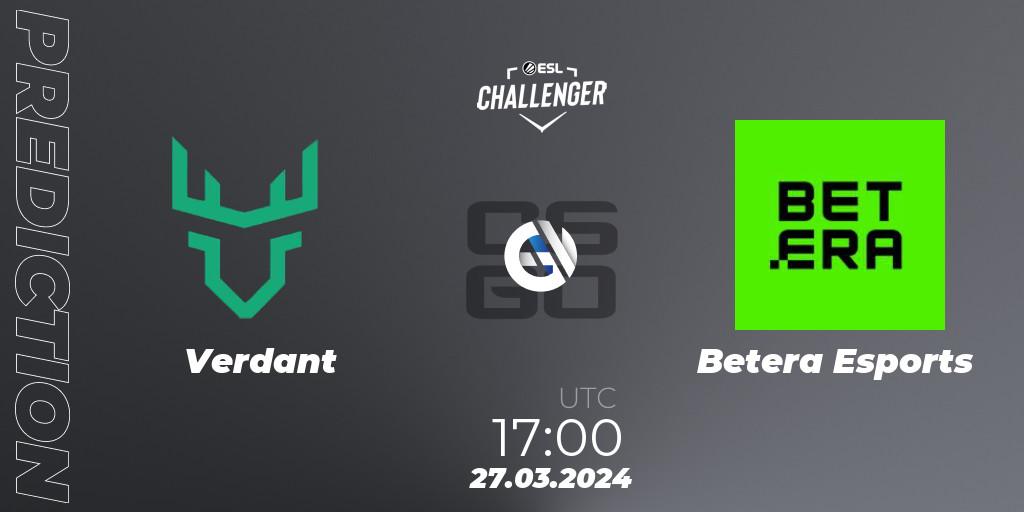Verdant vs Betera Esports: Match Prediction. 27.03.2024 at 17:00, Counter-Strike (CS2), ESL Challenger #57: European Open Qualifier