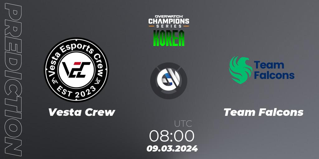 Vesta Crew vs Team Falcons: Match Prediction. 09.03.2024 at 08:00, Overwatch, Overwatch Champions Series 2024 - Stage 1 Korea