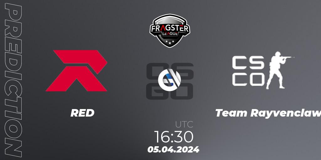 RED vs Team Rayvenclaw: Match Prediction. 05.04.2024 at 16:30, Counter-Strike (CS2), Fragster League Season 5: Relegation