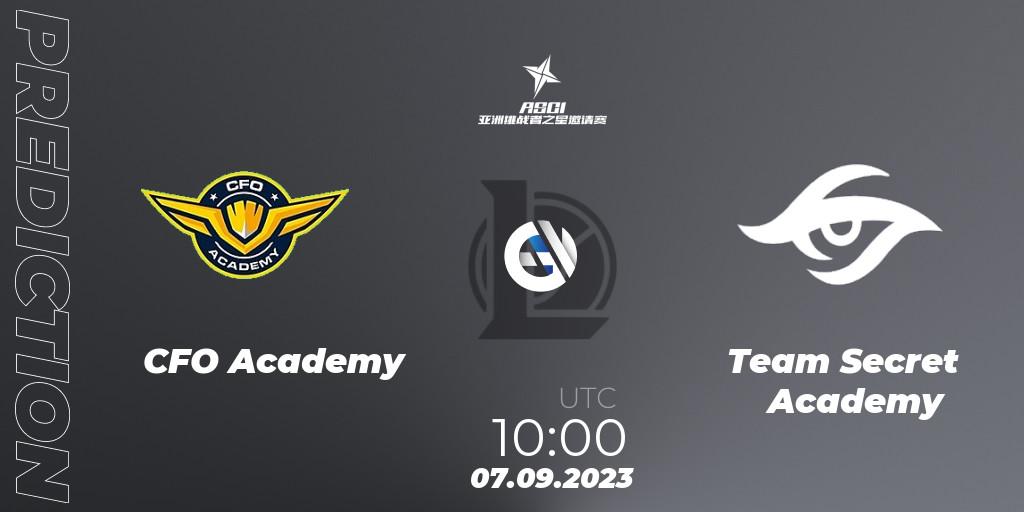 CFO Academy vs Team Secret Academy: Match Prediction. 07.09.2023 at 10:00, LoL, Asia Star Challengers Invitational 2023