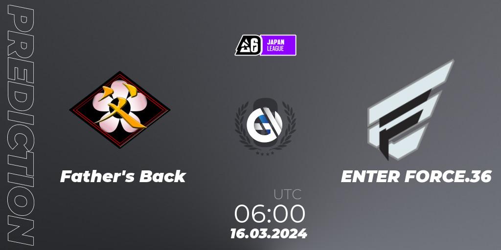 Father's Back vs ENTER FORCE.36: Match Prediction. 16.03.2024 at 06:00, Rainbow Six, Japan League 2024 - Stage 1