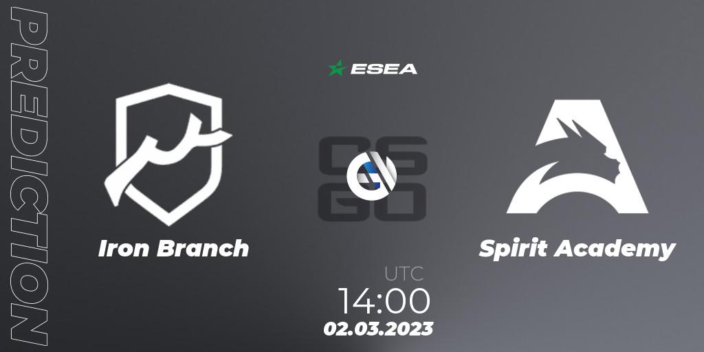 Iron Branch vs Spirit Academy: Match Prediction. 02.03.2023 at 14:00, Counter-Strike (CS2), ESEA Season 44: Advanced Division - Europe