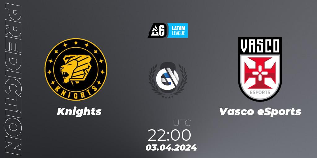 Knights vs Vasco eSports: Match Prediction. 03.04.2024 at 22:00, Rainbow Six, LATAM League 2024 - Stage 1: LATAM South