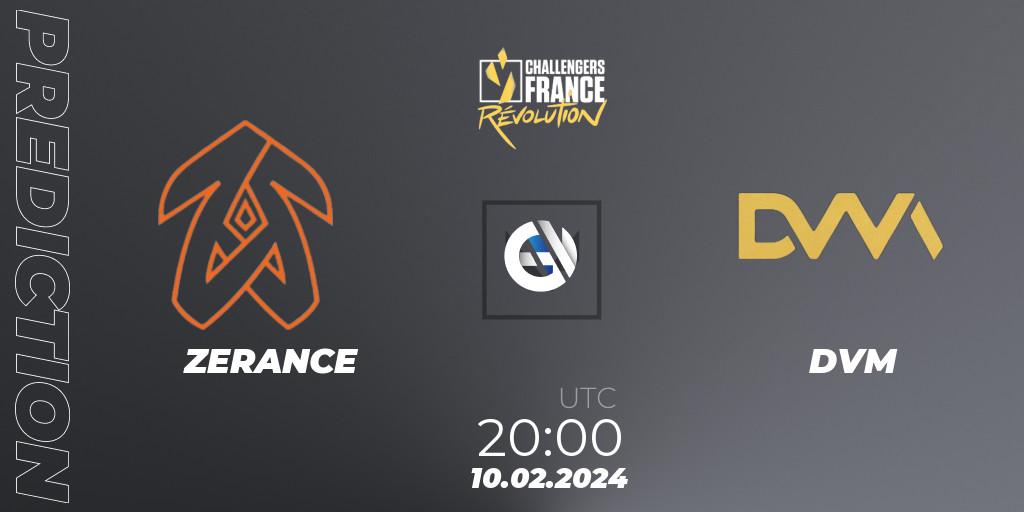 ZERANCE vs DVM: Match Prediction. 10.02.2024 at 20:00, VALORANT, VALORANT Challengers 2024 France: Revolution Split 1