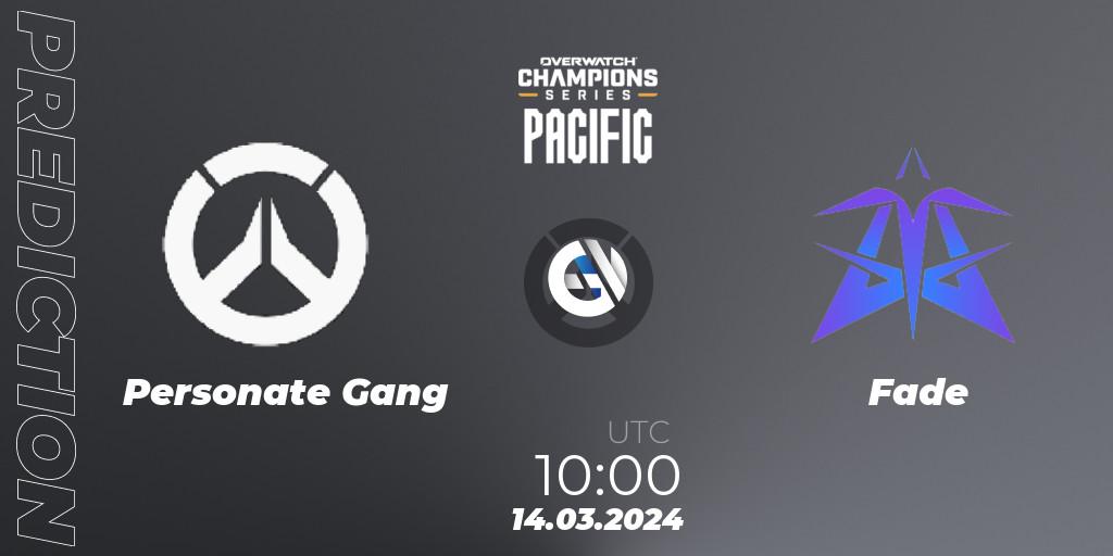 Personate Gang vs Fade: Match Prediction. 14.03.2024 at 10:00, Overwatch, Overwatch Champions Series 2024 - Stage 1 Pacific