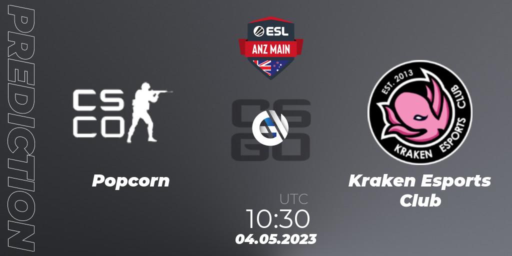 Popcorn vs Kraken Esports Club: Match Prediction. 04.05.2023 at 10:30, Counter-Strike (CS2), ESL ANZ Main Season 16