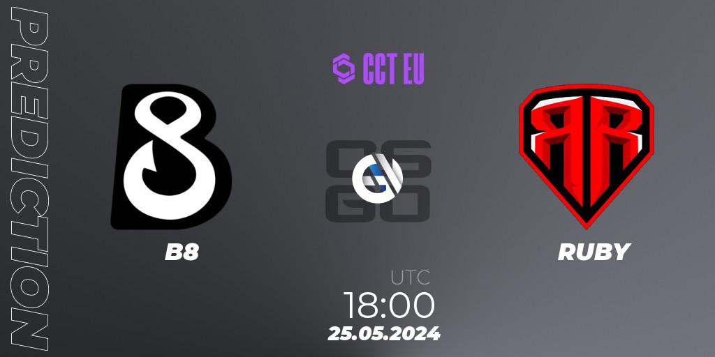 B8 vs RUBY: Match Prediction. 25.05.2024 at 18:55, Counter-Strike (CS2), CCT Season 2 Europe Series 4
