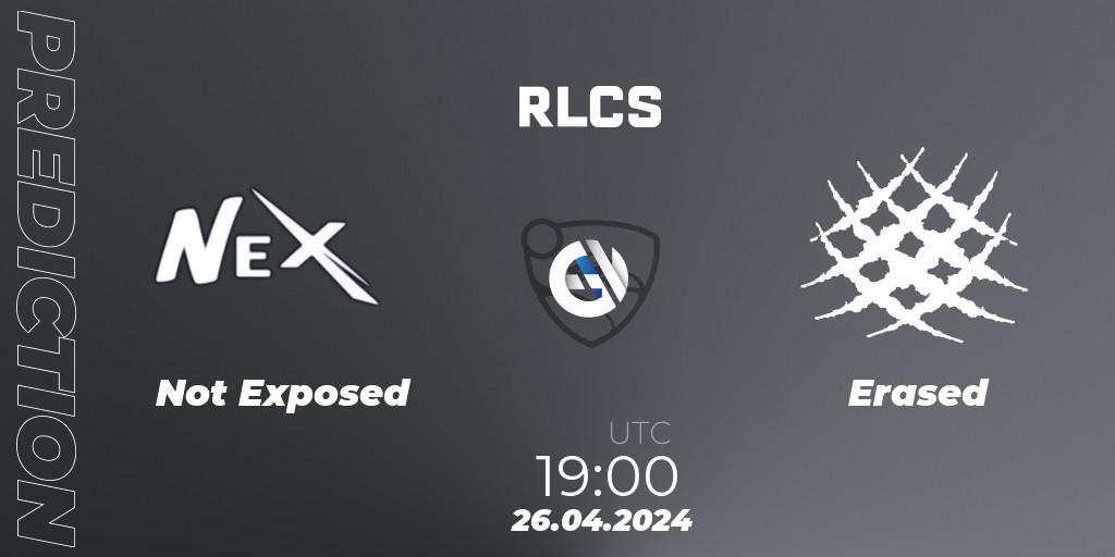 Not Exposed vs Erased: Match Prediction. 26.04.2024 at 19:00, Rocket League, RLCS 2024 - Major 2: SAM Open Qualifier 4