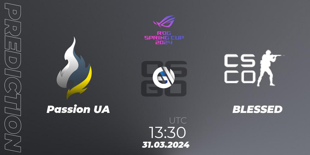 Passion UA vs BLESSED: Match Prediction. 31.03.2024 at 13:30, Counter-Strike (CS2), Gameinside.ua ROG Spring Cup 2024