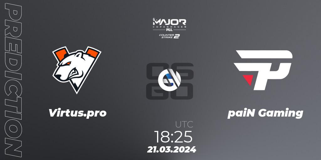 Virtus.pro vs paiN Gaming: Match Prediction. 21.03.24, CS2 (CS:GO), PGL CS2 Major Copenhagen 2024