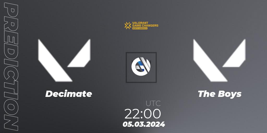 Decimate vs The Boys: Match Prediction. 05.03.2024 at 22:00, VALORANT, VCT 2024: Game Changers North America Series Series 1