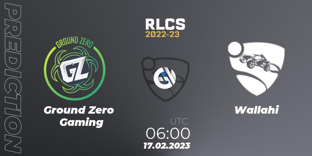 Ground Zero Gaming vs Wallahi: Match Prediction. 17.02.2023 at 06:00, Rocket League, RLCS 2022-23 - Winter: Oceania Regional 2 - Winter Cup
