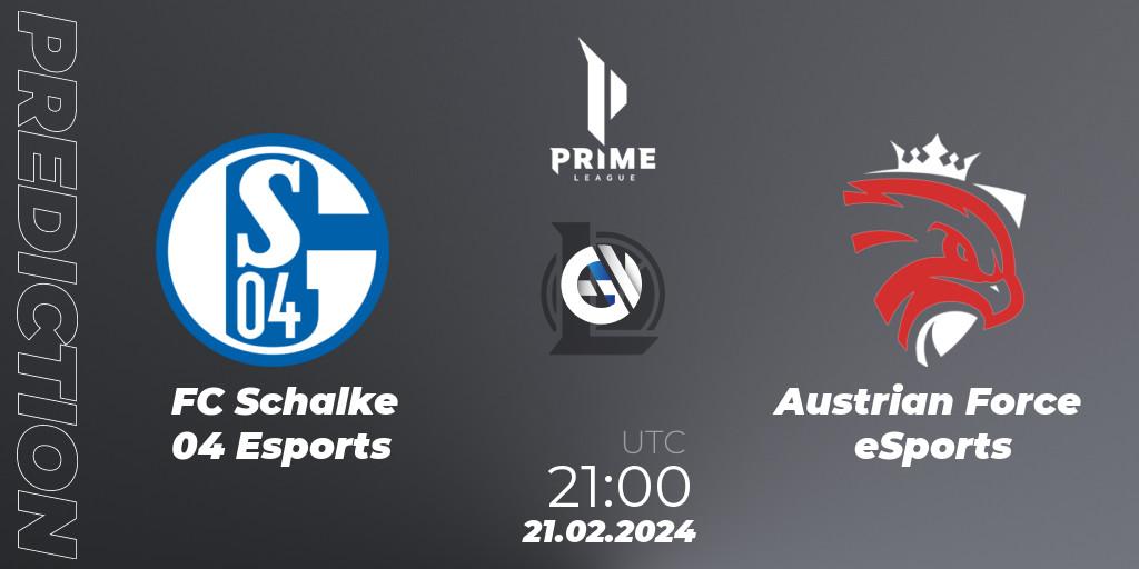 FC Schalke 04 Esports vs Austrian Force eSports: Match Prediction. 21.02.24, LoL, Prime League Spring 2024 - Group Stage