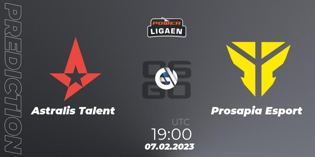 Astralis Talent vs Prosapia Esport: Match Prediction. 07.02.23, CS2 (CS:GO), Dust2.dk Ligaen Season 22