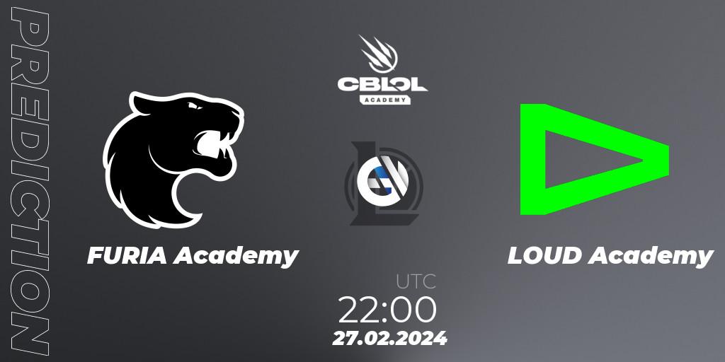 FURIA Academy vs LOUD Academy: Match Prediction. 27.02.2024 at 22:00, LoL, CBLOL Academy Split 1 2024