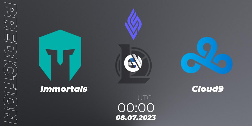 Immortals vs Cloud9: Match Prediction. 07.07.2023 at 23:00, LoL, LCS Summer 2023 - Group Stage