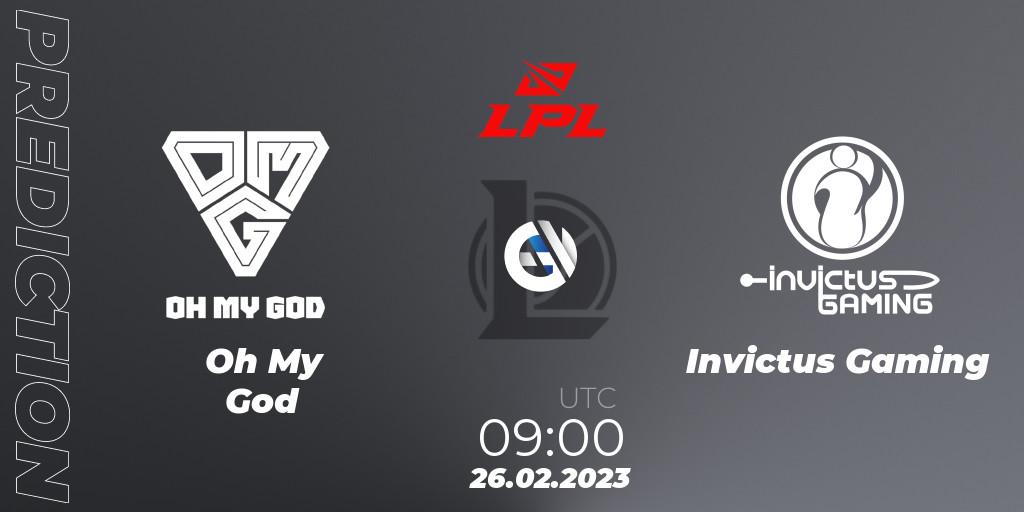 Oh My God vs Invictus Gaming: Match Prediction. 26.02.23, LoL, LPL Spring 2023 - Group Stage