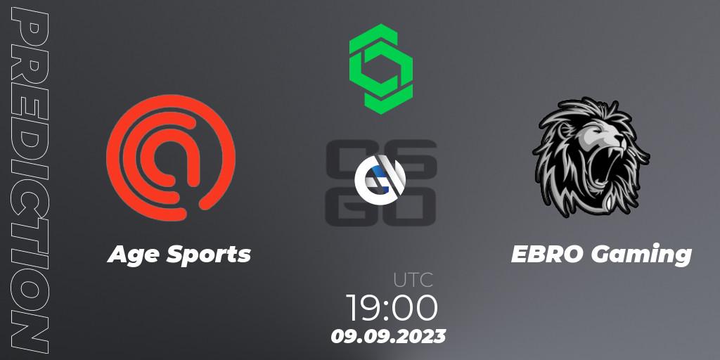 Age Sports vs EBRO Gaming: Match Prediction. 09.09.2023 at 19:30, Counter-Strike (CS2), CCT South America Series #11: Closed Qualifier