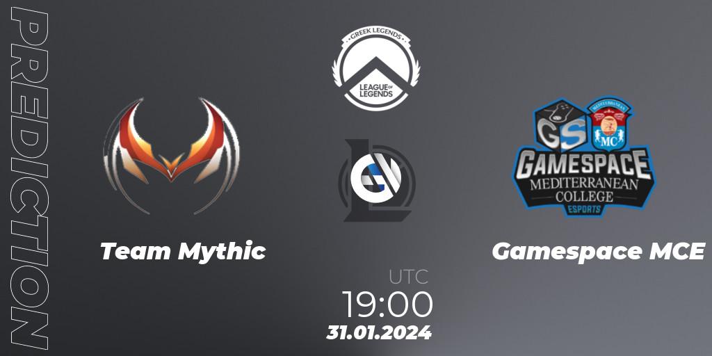 Team Mythic vs Gamespace MCE: Match Prediction. 31.01.2024 at 19:00, LoL, GLL Spring 2024