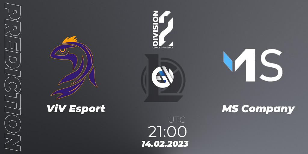 ViV Esport vs MS Company: Match Prediction. 14.02.2023 at 21:00, LoL, LFL Division 2 Spring 2023 - Group Stage