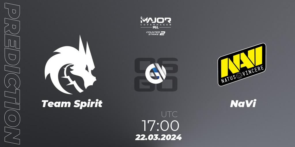 Team Spirit vs NaVi: Match Prediction. 22.03.24, CS2 (CS:GO), PGL CS2 Major Copenhagen 2024