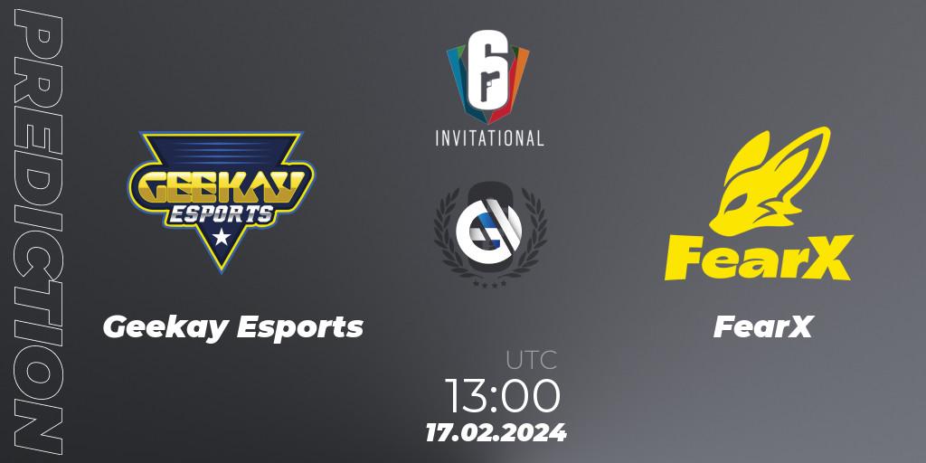 Geekay Esports vs FearX: Match Prediction. 17.02.2024 at 13:00, Rainbow Six, Six Invitational 2024 - Group Stage