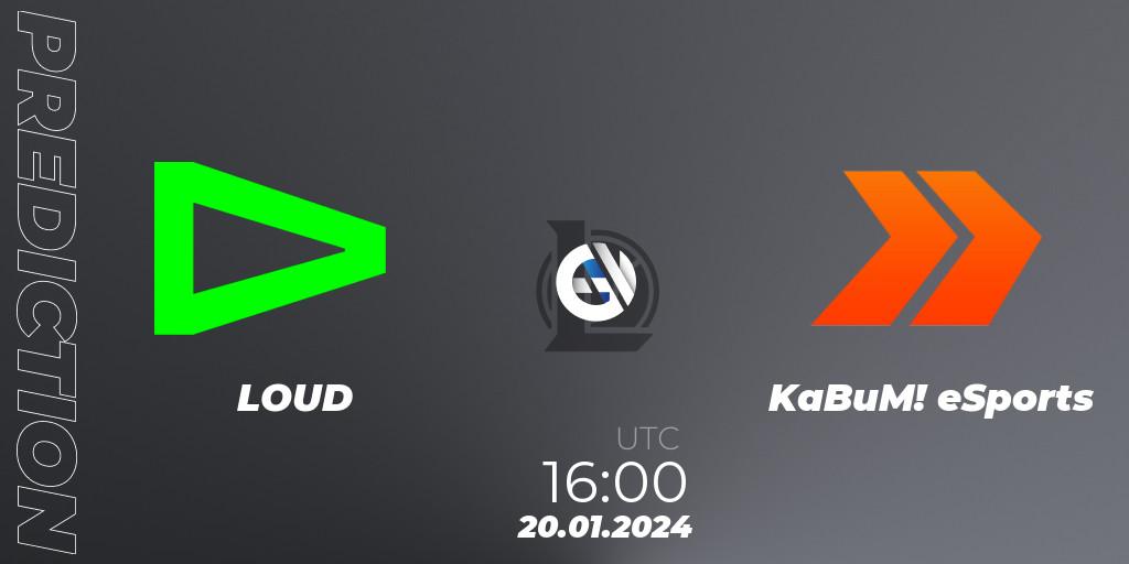LOUD vs KaBuM! eSports: Match Prediction. 20.01.2024 at 16:00, LoL, CBLOL Split 1 2024 - Group Stage