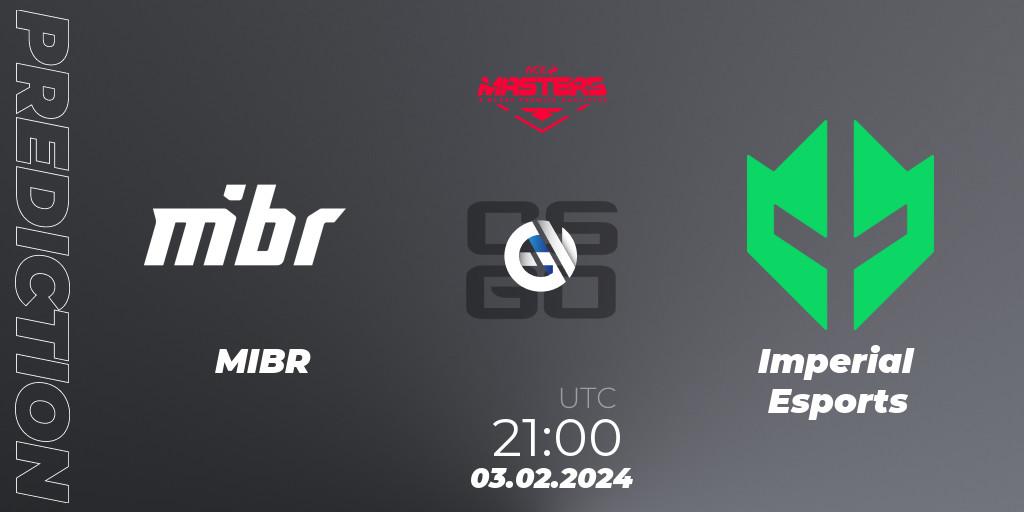 MIBR vs Imperial Esports: Match Prediction. 03.02.2024 at 21:00, Counter-Strike (CS2), ACE South American Masters Spring 2024 - A BLAST Premier Qualifier