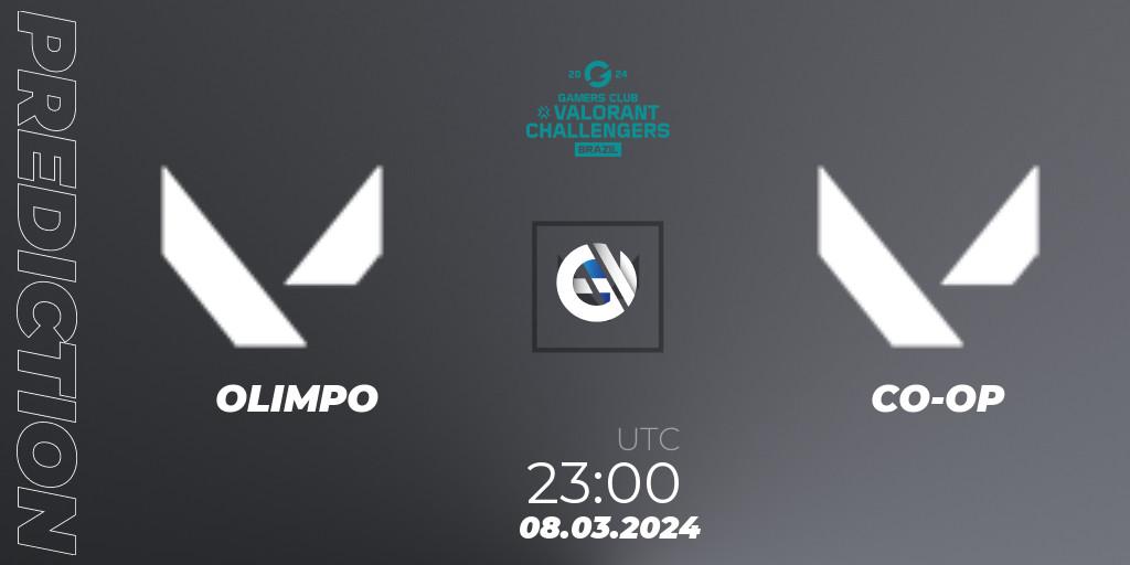 OLIMPO vs CO-OP: Match Prediction. 08.03.2024 at 23:10, VALORANT, VALORANT Challengers Brazil 2024: Split 1