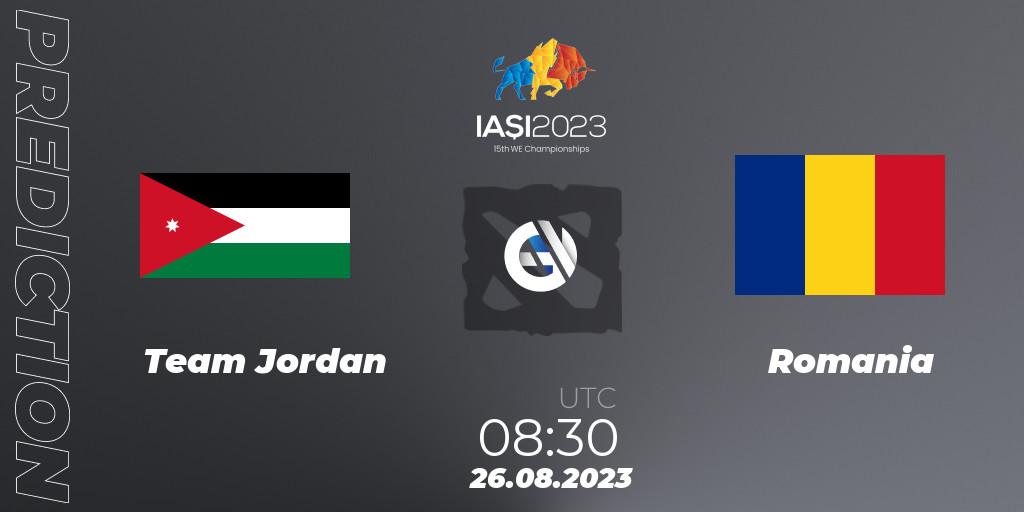 Team Jordan vs Romania: Match Prediction. 26.08.2023 at 14:30, Dota 2, IESF World Championship 2023