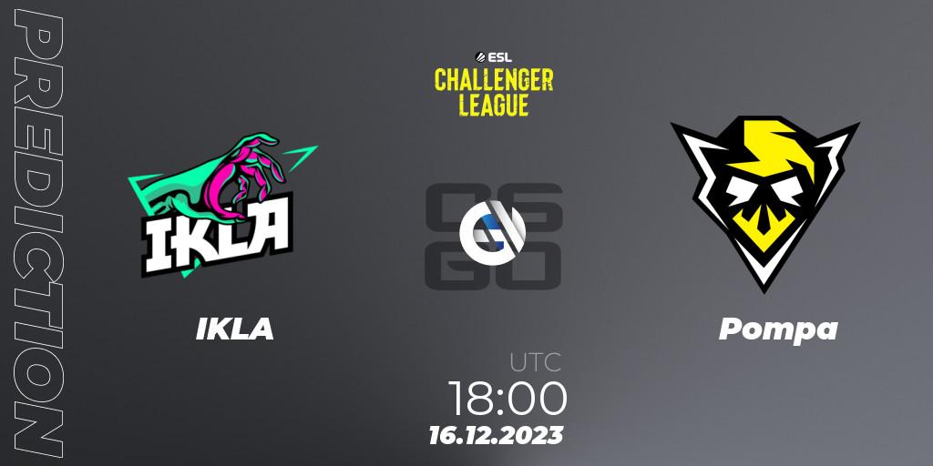 IKLA vs Pompa: Match Prediction. 16.12.2023 at 18:00, Counter-Strike (CS2), ESL Challenger League Season 46 Relegation: Europe