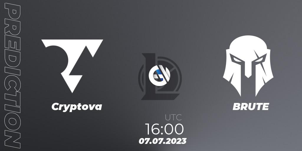 Cryptova vs BRUTE: Match Prediction. 13.06.2023 at 14:00, LoL, Hitpoint Masters Summer 2023 - Group Stage