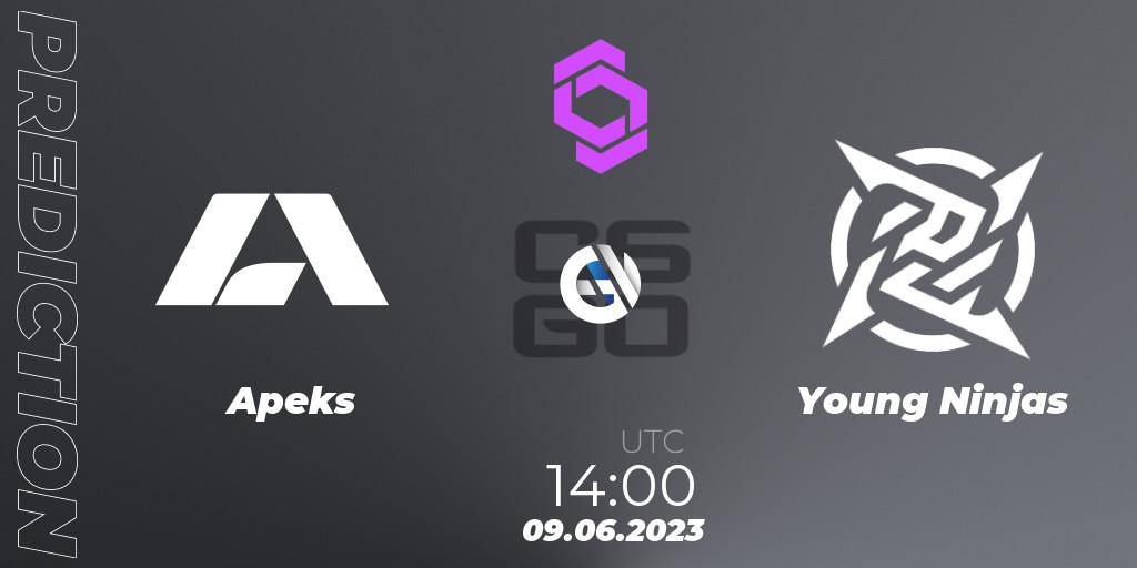 Apeks vs Young Ninjas: Match Prediction. 09.06.2023 at 17:00, Counter-Strike (CS2), CCT West Europe Series 4